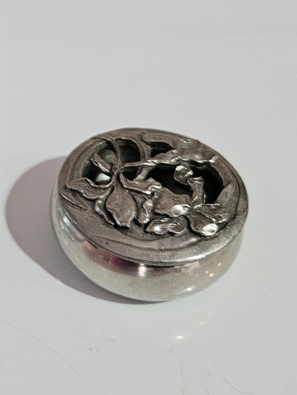 Vintage Seagull Pewter Trinket Pot with Brooch